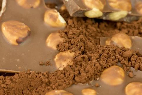Chocolate with cocoa Stock Photos