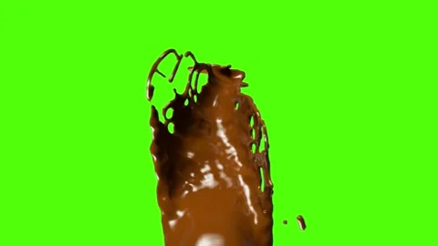 Chocolate Coffee Liquid splash 3D Animation Green Screen  Video stock 158164792