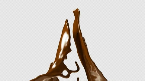 Chocolate Coffee Liquid splash 3D Animation, Transparent Background. Vídeos de archivo 158319152