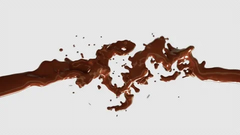 Chocolate Coffee Liquid splash 3D Animation, Transparent Background. Video stock 158524407