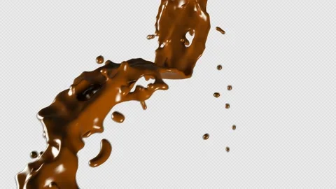 Chocolate Coffee Liquid splash 3D Animation, Transparent Background. Stock Footage 158524448