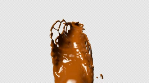 Chocolate Coffee Liquid splash 3D Animation, Transparent Background. Stock Footage 158529454