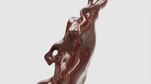 Chocolate coffee liquid splash 3D animation Transparent Background Video stock 163543761