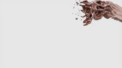  chocolate coffee liquid splash 3D animation. Transparent Background Stock Footage 169169050