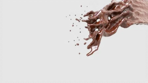  chocolate coffee liquid splash 3D animation. Transparent Background Stock Footage 169169111