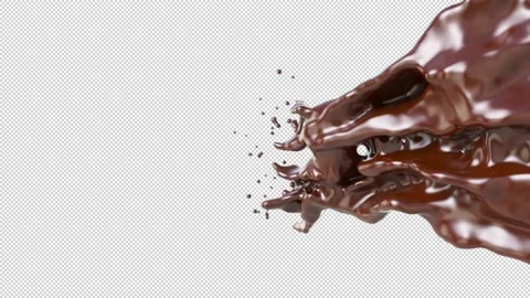  chocolate coffee liquid splash 3D animation. Transparent Background Stock Footage 169169179