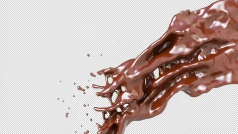  chocolate coffee liquid splash 3D animation. Transparent Background Stock Footage 169169216