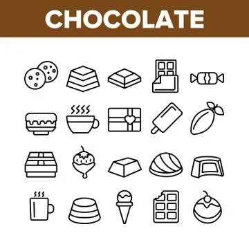 Chocolate Collection Elements Icons Set Vector イラスト素材