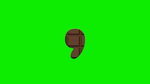 Chocolate comma punctuation mark animation isolated on green screen background Stock Footage 340276013