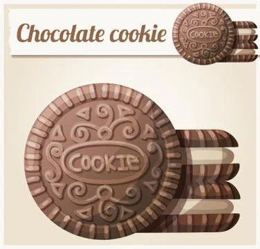 Chocolate cookie 2. Detailed vector icon Stock Illustration