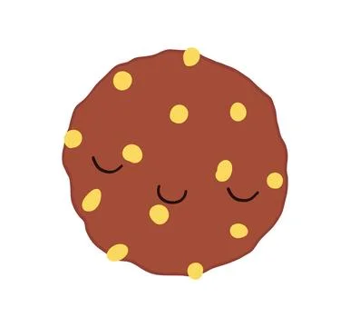 Chocolate cookie, biscuit with white chips, nuts with cute face illustration Stock Illustration