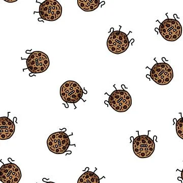 Chocolate cookie dessert character vector seamless pattern Stock Illustration