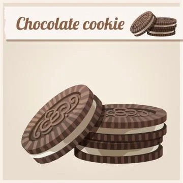 Chocolate cookie. Detailed Vector Icon Stock Illustration