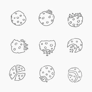Chocolate cookie doodle line vector illustration Stock Illustration