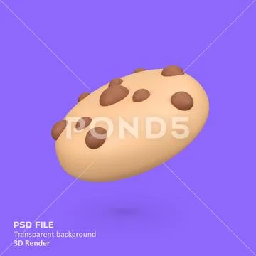 Chocolate cookie isolated 3d render icon illustration Modello PSD