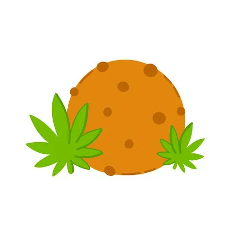 Chocolate cookie with marijuana weed. Vector trendty flat line illustration icon Stock Illustration