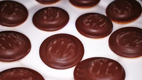 Chocolate Cookies Biscuits Cookie Biscuit footage video on slow motion rotating Stock Footage 117602155