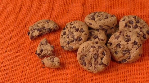 Chocolate cookies on the sacking background Video stock 59793453