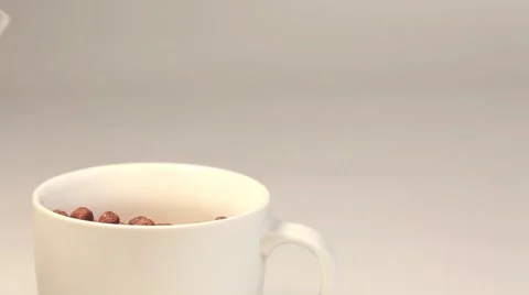 Chocolate corn flakes with milk Stock Footage 46015243