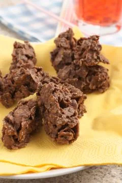 Chocolate cornflake cakes Stock Photos