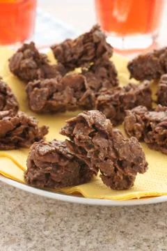 Chocolate cornflake cakes Stock Photos
