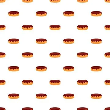 Chocolate covered donuts creating seamless pattern background Stock Illustration