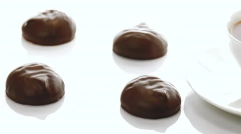 Chocolate covered marshmallows Stock Footage 49383088