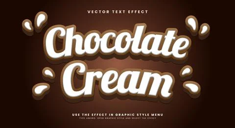 Chocolate Cream 3d editable text effect Template 스톡 일러스트