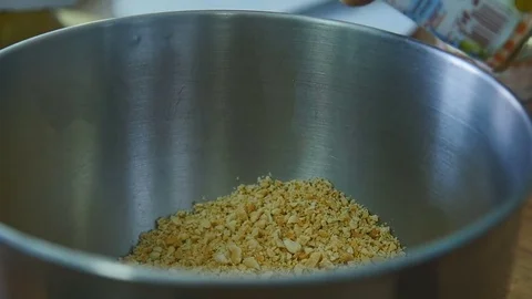 Chocolate cream add peanuts Stock Footage 75517484
