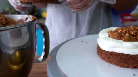 Chocolate cream cake Stock Footage 75508131