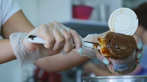 Chocolate cream cake Stock Footage 75518564