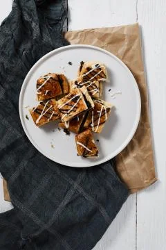 Chocolate cream danish on background. . Stock Photos