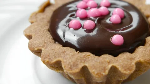 Chocolate cream in tartlet Stock Footage 54226819