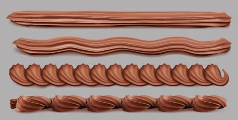Chocolate cream whip border, whipped brown swirls Stock Illustration