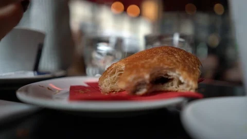 Chocolate Croissant in Paris Stock Footage 87465200