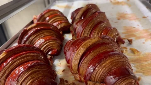 Chocolate croissants Stock Footage 235617423