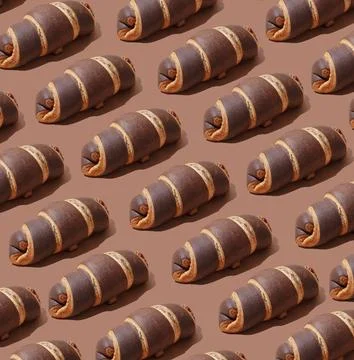 Chocolate croissants  pattern Foto stock