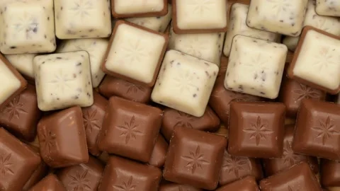 Chocolate cubes - background. Chocolate, dolly shot. Stock Footage 149425248