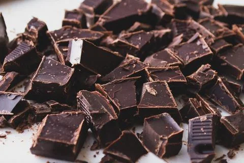 Chocolate cubes close up Stock Photos