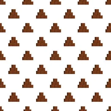 Chocolate cubes creating seamless pattern on white background Stock Illustration
