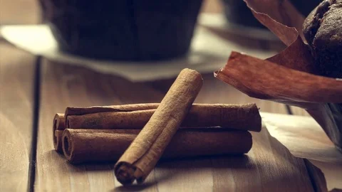 Chocolate cupcake with cinnamon Stock-Footage 74954083