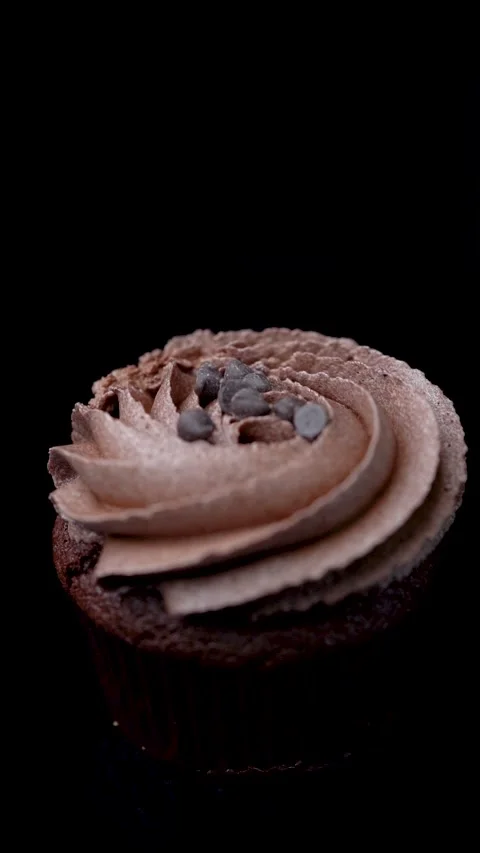 Chocolate Cupcake Close Up Rotating on Turntable Stock Footage 330516763