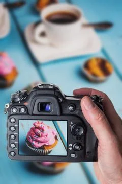 Chocolate cupcake with cream Stock Photos