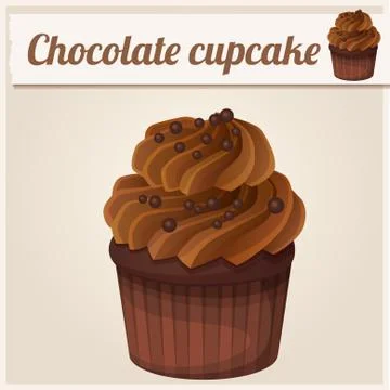 Chocolate cupcake. Detailed Vector Icon Stock Illustration