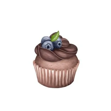 Chocolate cupcake illustration Stock Illustration