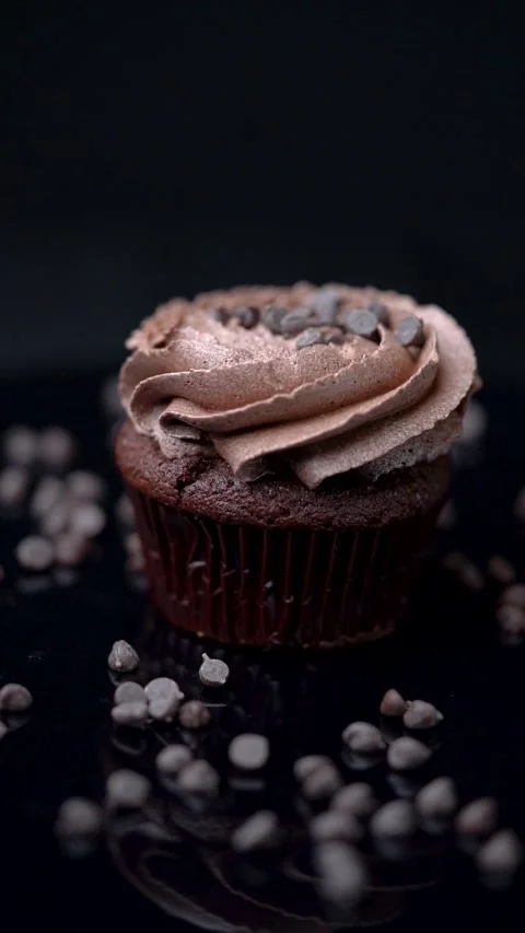 Chocolate Cupcake Rotating on Dark Background Stock Footage 330516828