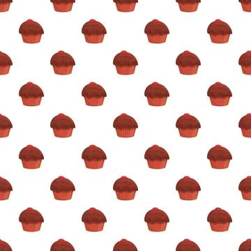 Chocolate cupcakes pattern creating a sweet food background Stock Illustration