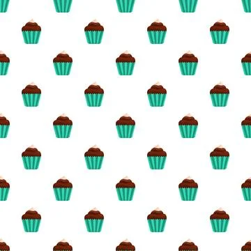 Chocolate cupcakes pattern forming sweet dessert background Stock Illustration