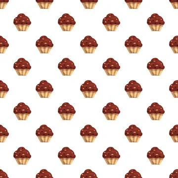 Chocolate cupcakes pattern forming a sweet food background Illustrazione stock