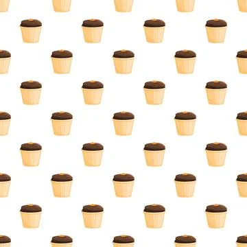 Chocolate cupcakes repeating pattern for bakery background Stock Illustration